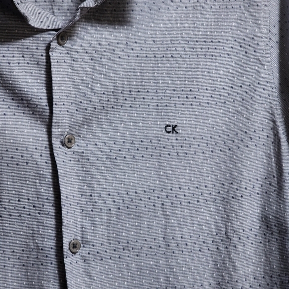 Calvin Klein slim fit button down long sleeve 100 % cotton shirt color grey - Picture 6 of 6
